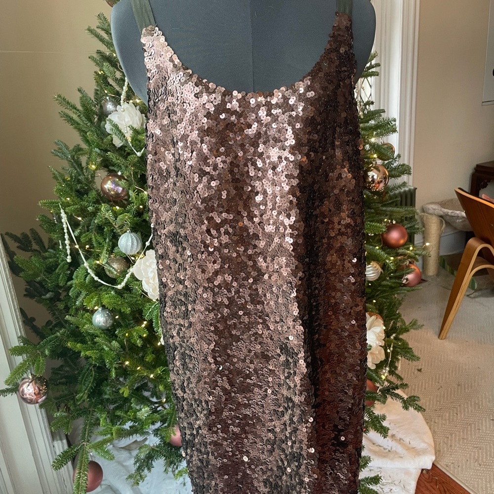 Bronze Sequin Slip Dress